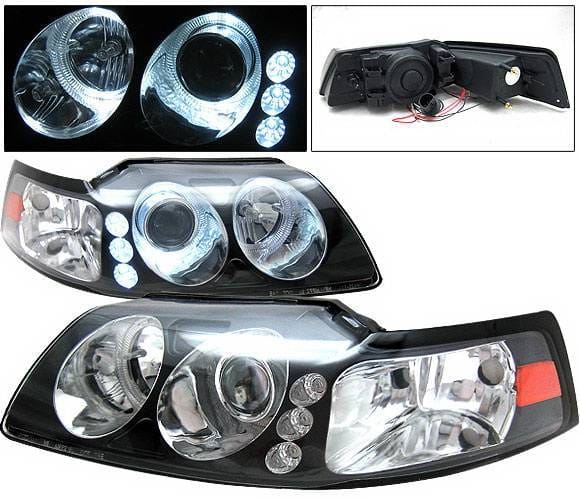 Ford Mustang 4 Car Option Projector Headlights - Black - LP-FM99B-1-A