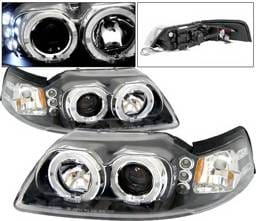Ford Mustang 4 Car Option Halo Projector Headlights - Black - LP-FM99BBR-5