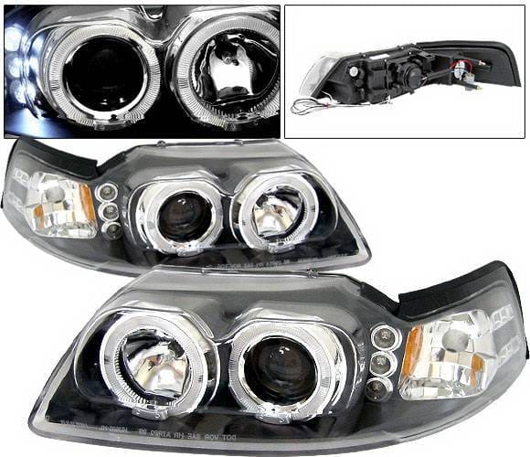 Ford Mustang 4 Car Option Halo Projector Headlights - Black - LP-FM99BBR-5