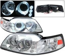 Ford Mustang 4 Car Option Projector Headlights - Chrome - LP-FM99C-1-A