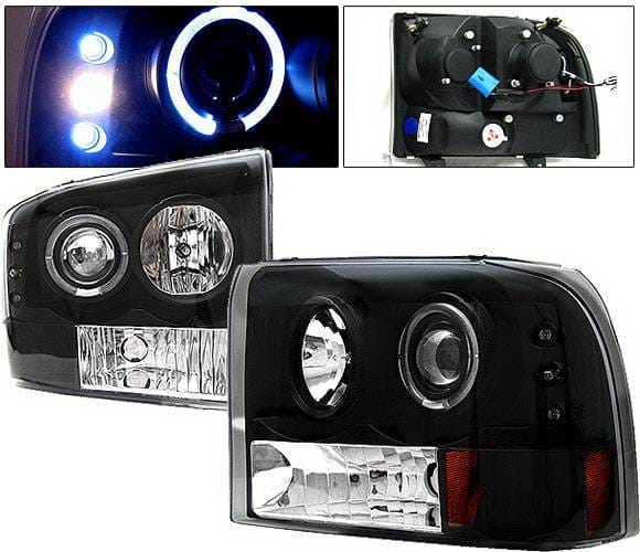 Ford F250 4 Car Option Excursion Projector Headlights - Black - LP-FF250BC-YD