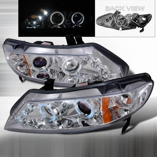 Honda Civic 4DR Custom Disco Chrome Halo Projector Headlights - LHP-CV064-TM