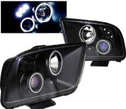 Ford Mustang 4 Car Option LED Halo Projector Headlights - Black CCFL - LP-FM05BB-KS