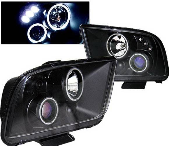 Ford Mustang 4 Car Option LED Halo Projector Headlights - Black CCFL - LP-FM05BB-KS
