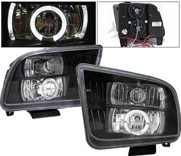 Ford Mustang 4 Car Option LED Halo Projector Headlights - Black - LP-FM05BC-YD