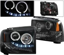 Ford F350 4 Car Option Halo Projector Headlights - Black - LP-FS05BC-YD