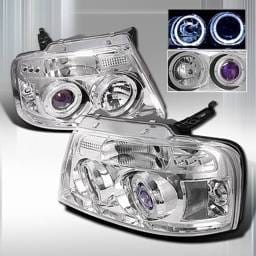 Ford F150 Custom Disco Clear Halo Projector Headlights - LHP-F15004B