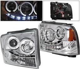 Ford F350 4 Car Option Halo Projector Headlights - Chrome - LP-FS05CC-YD