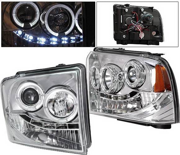 Ford F350 4 Car Option Halo Projector Headlights - Chrome - LP-FS05CC-YD