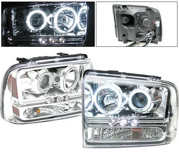 Ford F250 4 Car Option CCFL Projector Headlights - Chrome - LP-FS05CF-KS