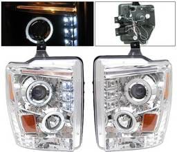 Ford F250 4 Car Option Halo LED Projector Headlights - Chrome - LP-FS08CC-YD