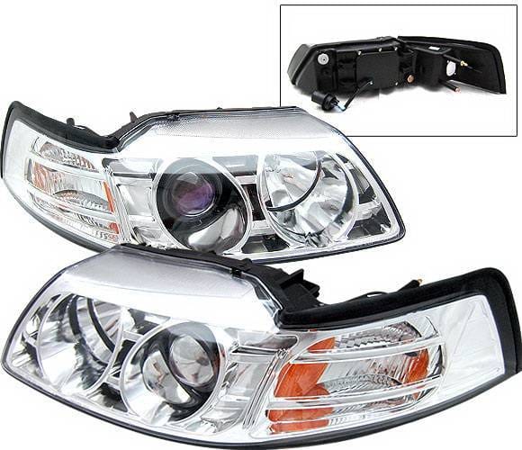 Ford Mustang 4 Car Option Projector Headlights - Chrome - LP-FM99CB-KS