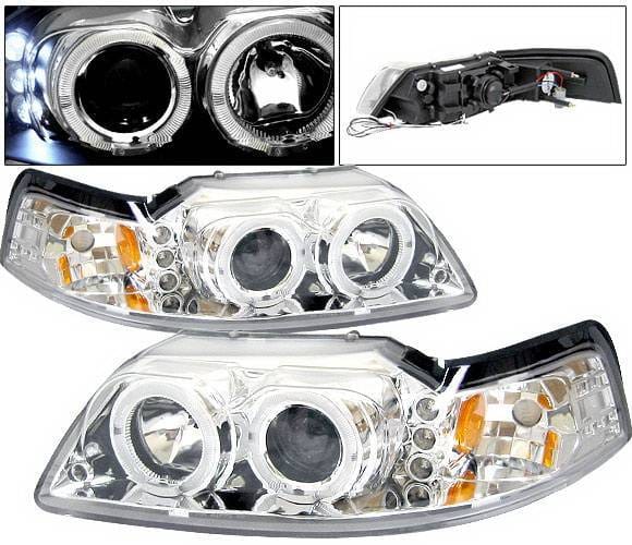 Ford Mustang 4 Car Option Halo Projector Headlights - Chrome - LP-FM99CBR-5