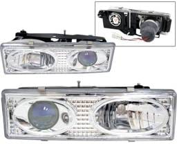 Chevrolet C10 4 Car Option Projector Headlights - Chrome & Blue - V2 - LP-GC88V2CB-YD