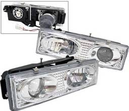 Chevrolet C10 4 Car Option Projector Headlights - Chrome & Clear - V2 - LP-GC88V2CC-YD