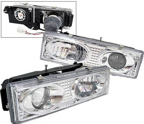 Chevrolet C10 4 Car Option Projector Headlights - Chrome & Clear - V2 - LP-GC88V2CC-YD