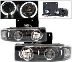 GMC Safari 4 Car Option Halo Projector Headlights - Black & Clear - LP-GA85BC-YD
