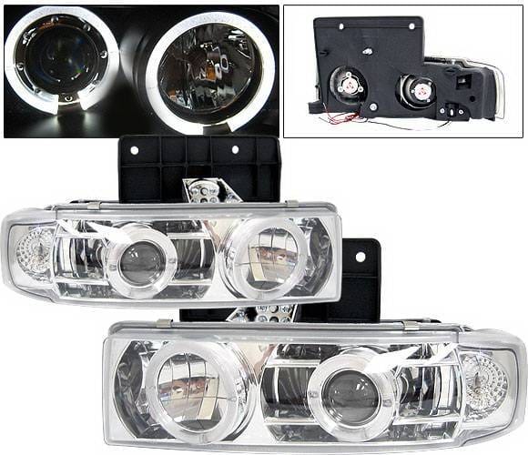 GMC Safari 4 Car Option Halo Projector Headlights - Chrome & Clear - LP-GA85CC-YD