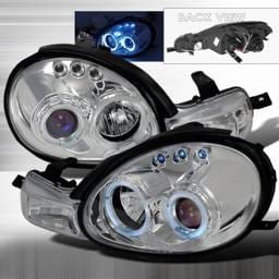 Dodge Neon Custom Disco Chrome LED Halo Projector Headlights & Parking Lights - LHP-NEO00B-TM