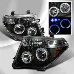 Nissan Frontier Custom Disco Black Halo Projector LED Headlights - LHP-PATH05JMB-TM