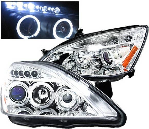 Honda Accord 4 Car Option LED Halo Projector Headlights - Chrome - LP-HA03CB-5