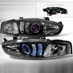 Mitsubishi Mirage 2DR Custom Disco Black Halo Projector Headlights - LHP-MRG972JMB-TM