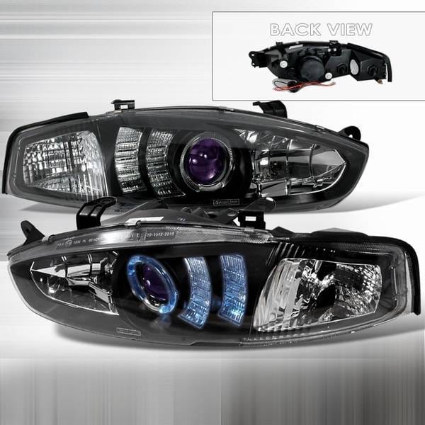 Mitsubishi Mirage 2DR Custom Disco Black Halo Projector Headlights - LHP-MRG972JMB-TM