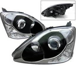 Honda Civic 4 Car Option Projector Headlights - Black - LP-HC02SIB-DP