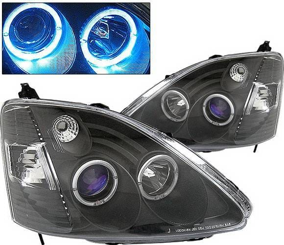 Honda Civic HB 4 Car Option Dual Halo Projector Headlights - Black - LP-HC03BB-KS
