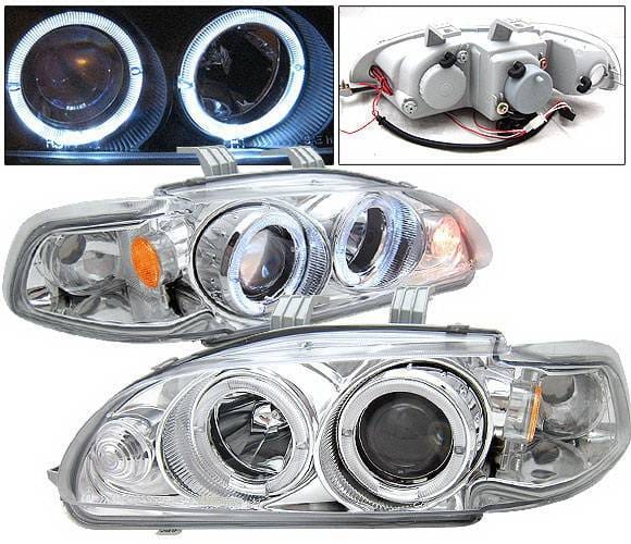 Honda Civic 4DR 4 Car Option Dual Halo Projector Headlights - Chrome - 1PC - LP-HC924CBR-KS