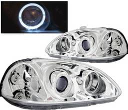 Honda Civic 4 Car Option Dual Halo Projector Headlights - Chrome - LP-HC96CBR-KS