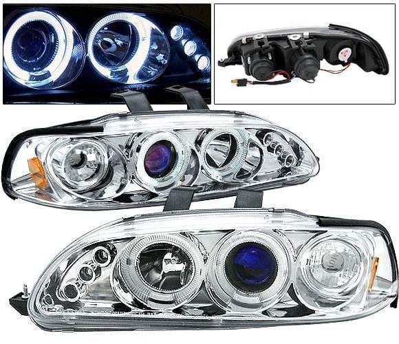 Honda Civic 2DR 4 Car Option LED Dual Halo Projector Headlights - Chrome - LP-HC922CB-5