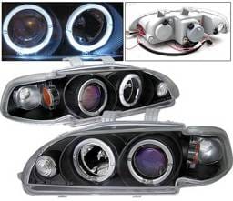 Honda Civic 4DR 4 Car Option Dual Halo Projector Headlights - Black - 1PC - LP-HC924BBR-KS