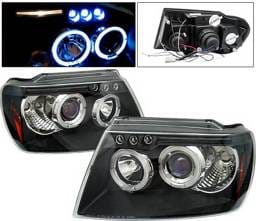 Jeep Grand Cherokee 4 Car Option LED Dual Halo Projector Headlights - Black - LP-JGC99BB-5