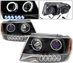 Jeep Grand Cherokee 4 Car Option Dual Halo Projector Headlights - Black & Blue - LP-JGC99BB-KS