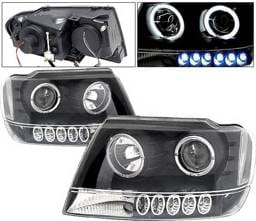 Jeep Grand Cherokee 4 Car Option Dual Halo Projector Headlights - Black & Clear - LP-JGC99BC-KS