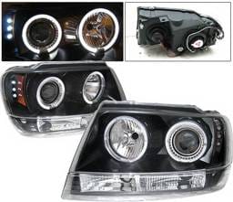 Jeep Grand Cherokee 4 Car Option LED Dual Halo Projector Headlights - Black - LP-JGC99BC-YD