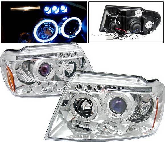 Jeep Grand Cherokee 4 Car Option LED Dual Halo Projector Headlights - Chrome - LP-JGC99CB-5