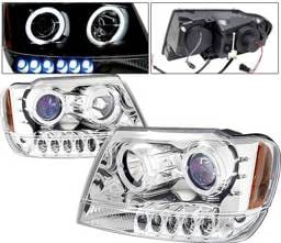 Jeep Grand Cherokee 4 Car Option Dual Halo Projector Headlights - Chrome & Blue - LP-JGC99CB-KS