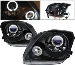 Honda Prelude 4 Car Option LED Halo Projector Headlights - Black - LP-HP97BB-YD