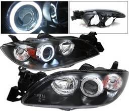 Mazda 3 4DR 4 Car Option Halo Projector Headlights - Black CCFL - LP-M304BB-KS