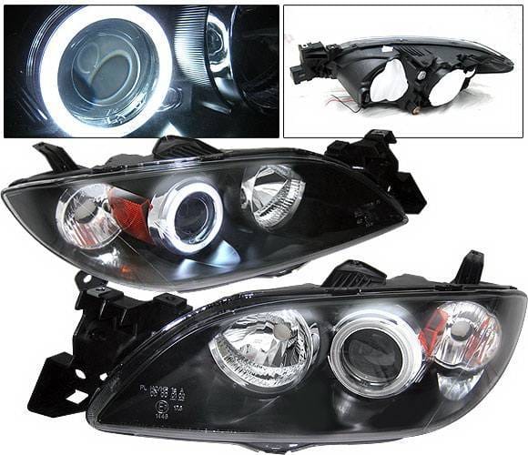 Mazda 3 4DR 4 Car Option Halo Projector Headlights - Black CCFL - LP-M304BB-KS