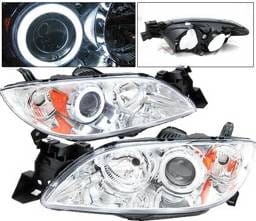 Mazda 3 4DR 4 Car Option Halo Projector Headlights - Chrome CCFL - LP-M304CB-KS