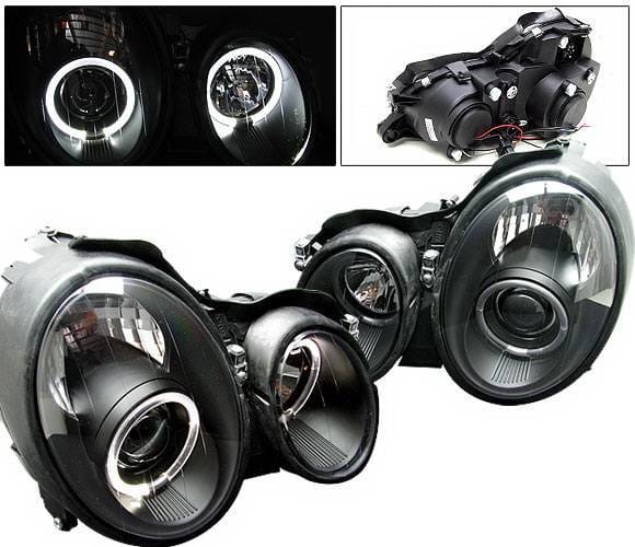 Mercedes-Benz CLK 4 Car Option Halo Projector Headlights - Black - LP-MBW208B-YD