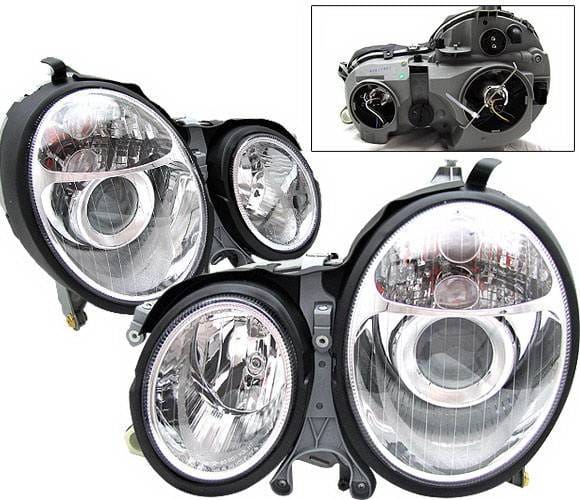 Mercedes-Benz E Class 4 Car Option Projector Headlights - Chrome - LP-MBZE95CC-DP