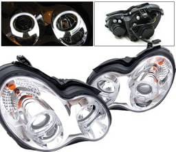 Mercedes-Benz C Class 4 Car Option Projector Headlights - Chrome - LP-MBZC00CB-YD
