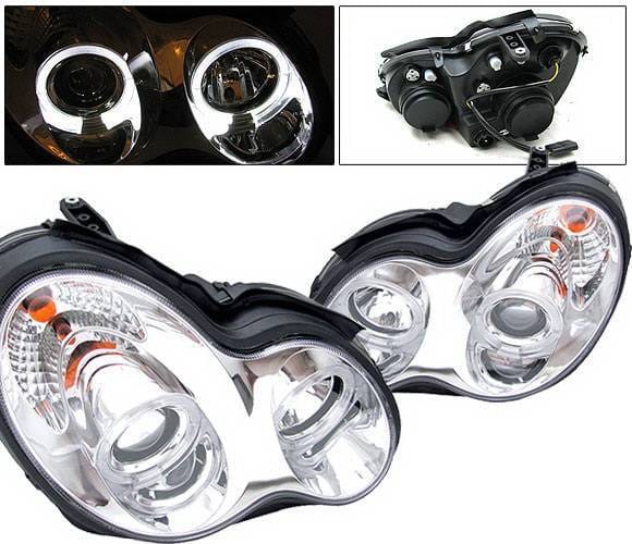 Mercedes-Benz C Class 4 Car Option Projector Headlights - Chrome - LP-MBZC00CB-YD