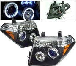 Nissan Frontier 4 Car Option LED Dual Halo Projector Headlights - Black - LP-NF05BB-5