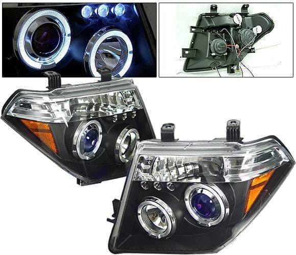 Nissan Frontier 4 Car Option LED Dual Halo Projector Headlights - Black - LP-NF05BB-5