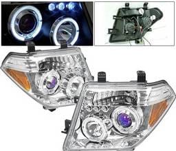 Nissan Frontier 4 Car Option LED Dual Halo Projector Headlights - Chrome - LP-NF05CB-5